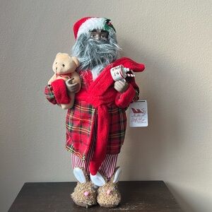 African American Santa Claus Wearing Pajamas Robe New Christmas 18”